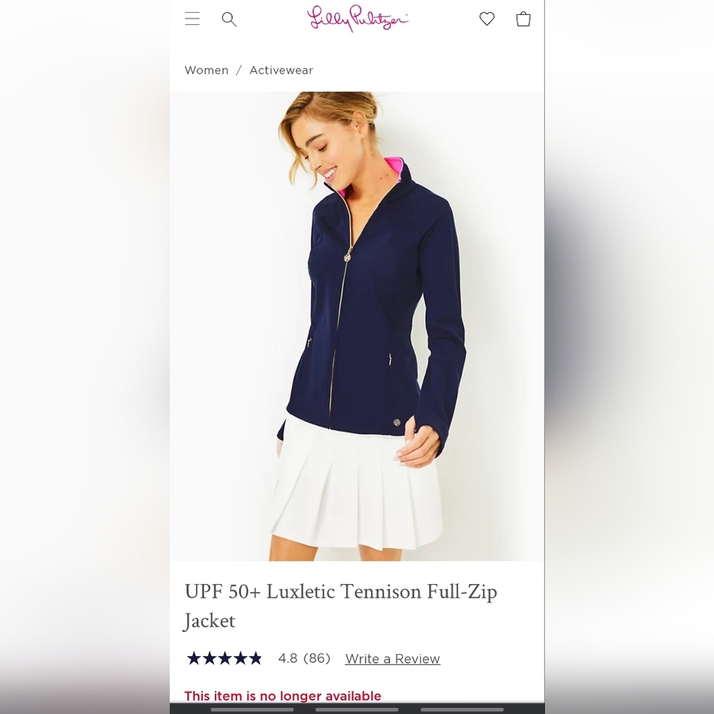 Lilly Pulitzer Tennison Jacket XL True Navy EUC